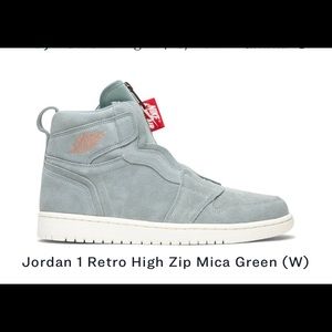 W 5.5 Air Jordan 1 Retro High Zip 'Mica Green'